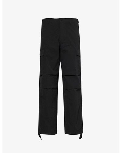Obey Patch-pocket Straight-leg Cotton-poplin Pants - Black