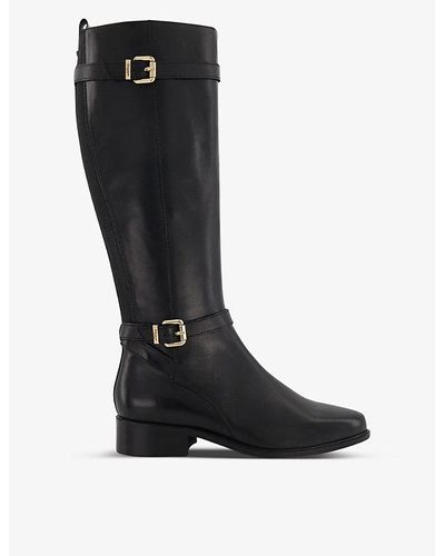 Dune Tepi Wide-fit Leather Knee-high Boots - Black