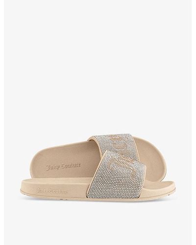 Juicy Couture Donna Diamante-embellished Rubber Sliders - Natural