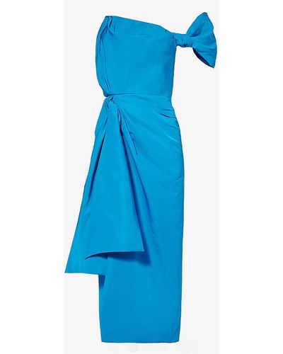 Alexander McQueen Bow-embellished Slim-fit Woven Midi Dress - Blue