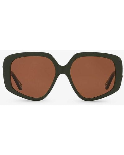 Chloé Ch0204s Square-frame Acetate Sunglasses - Brown