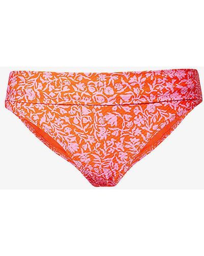 Heidi Klein Limpopo Fold-over Stretch-recycled Polyamide Bikini Bottoms - Pink