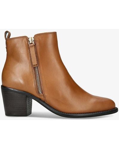 Carvela Kurt Geiger Secil Side-zip Heeled Leather Ankle Boots - Brown