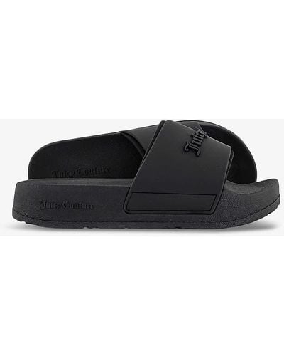 Juicy Couture Breanna Logo-embossed Rubber Sliders - Black