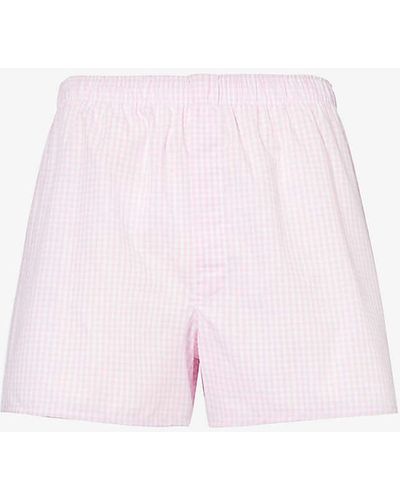Sunspel Striped Cotton-poplin Boxers Xx - Pink