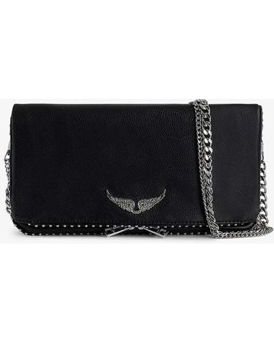 Zadig & Voltaire Rock Studded Leather Clutch - Grey
