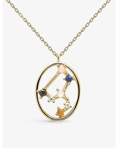 Pdpaola Zodiac Leo 18ct -plated Sterling Silver And Gemstone Necklace - Metallic