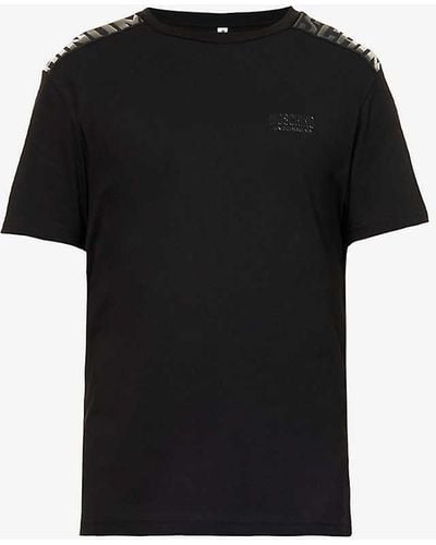 Moschino Logo-tape Short-sleeved Cotton-jersey T-shirt - Black