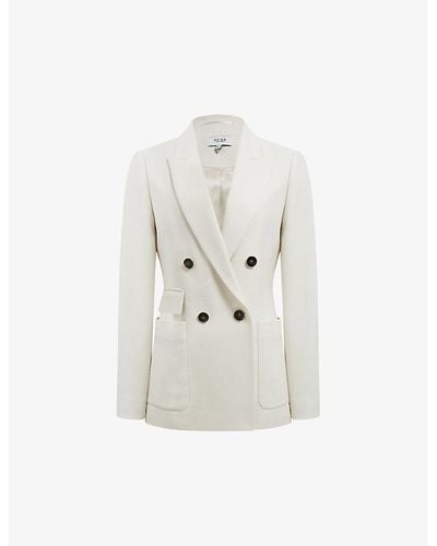 Reiss Larsson Double-breasted Wool-blend Blazer - White