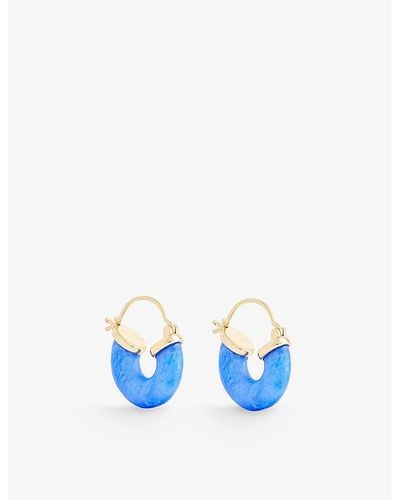 Anni Lu Petit Swell 18ct Yellow Gold-plated Brass And Resin Earrings - Blue