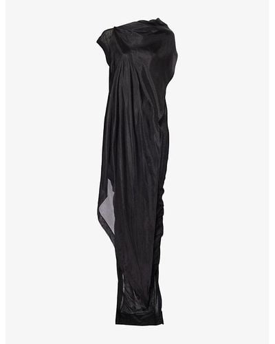 Rick Owens Asymmetric Draped-panel Cotton-jersey Maxi Dress - Black