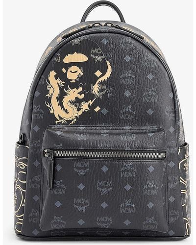 MCM X A Bathing Ape Stark Faux-leather Backpack - Grey