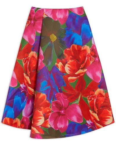 Ted Baker Col Joralee Floral-print A-line Woven Midi Skirt - Red