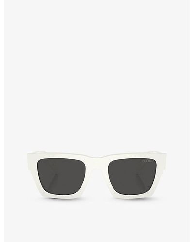 Prada Pr A06s Rectangle-frame Acetate Sunglasses - White
