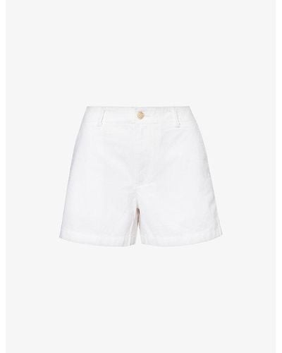 Polo Ralph Lauren Logo-embroidered Straight-leg Cotton-twill Shorts - White