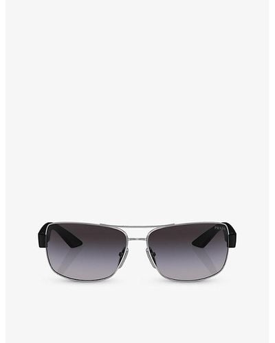 Prada Linea Rossa Ps 50zs Pillow-frame Metal Sunglasses - Black