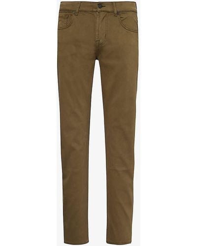 7 For All Mankind Slimmy Tapered Tapered-leg Slim-fit Cotton-blend Trousers - Green