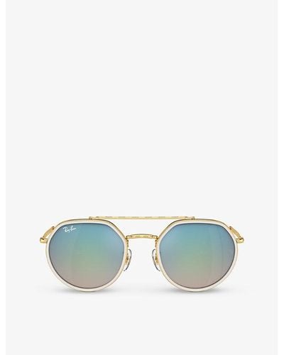 Ray-Ban Rb3765 Round-frame Metal Sunglasses - Blue