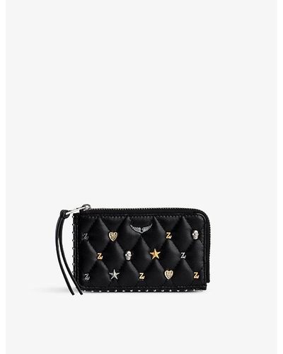 Zadig & Voltaire Charm-embellished Quilted-leather Card Holder - Black