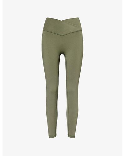 ADANOLA Ultimate Wrap-over High-rise Stretch-woven leggings - Green