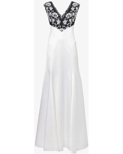 Huishan Zhang Yvonne Bead-embellished Wool-blend Gown - White