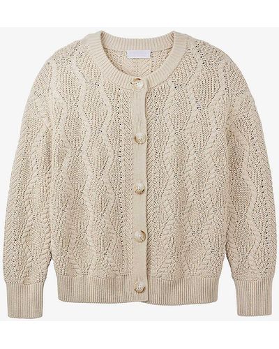 The White Company Cable-knit Organic Cotton-blend Cardigan - Natural