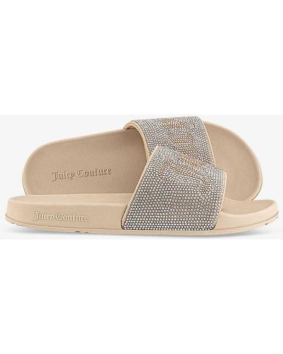 Juicy Couture Donna Diamante-embellished Rubber Sliders - Natural