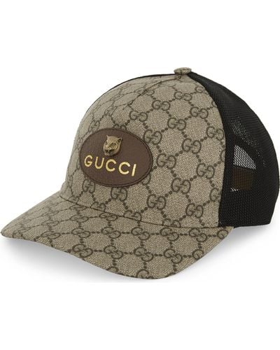Gucci Tiger Gg Supreme Canvas Trucker Cap - Natural