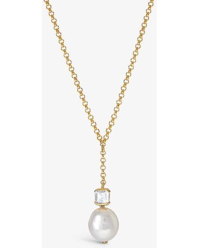 V By Laura Vann Bella 18ct Yellow -plated Recycled Sterling-silver, White Topaz And Baroque Pearl Pendant Necklace - Metallic