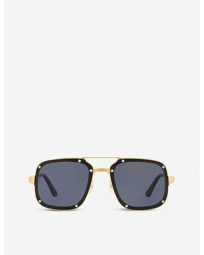 Cartier Ct0194s Santos De Metal Acetate Rectangle-frame Sunglasses - Blue