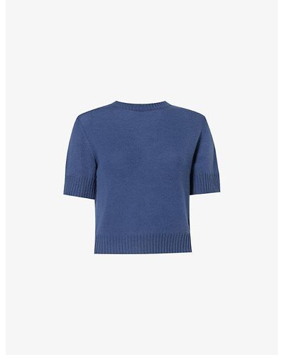 Jil Sander Slim-fit Brushed-texture Knitted Top - Blue