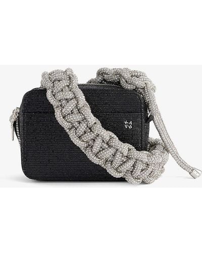 Kara Cobra Crystal-embellished Woven Cross-body Bag - Black