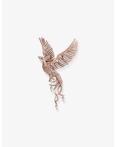 Thomas Sabo Rising Phoenix 18ct Rose Gold-plated Sterling Silver, Zirconia And Pearl Pendant - White
