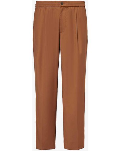 AWAKE NY Brand-embroidered Straight-leg Stretch-woven Trousers X - Brown