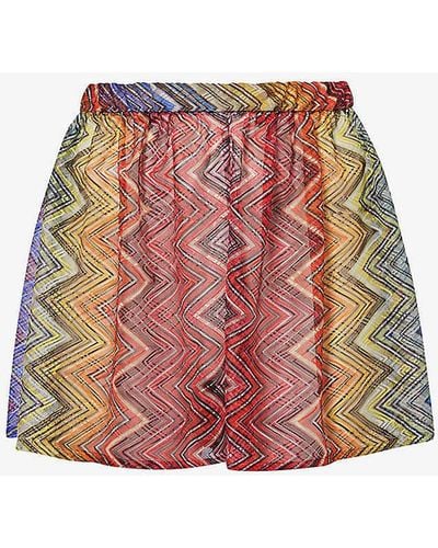 Missoni Chevron-pattern Relaxed-fit Knitted Shorts - Red