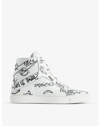 Zadig & Voltaire High Flash Branded-text Leather Sneakers - White