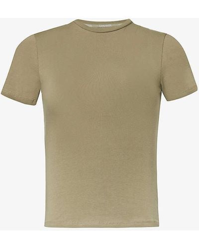 Lounge Underwear Essential Brand-embroidered Stretch-cotton T-shirt - Green