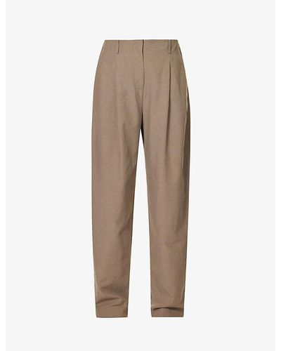 Viktoria & Woods Abbot Pleated Straight High-rise Woven Trousers - Natural