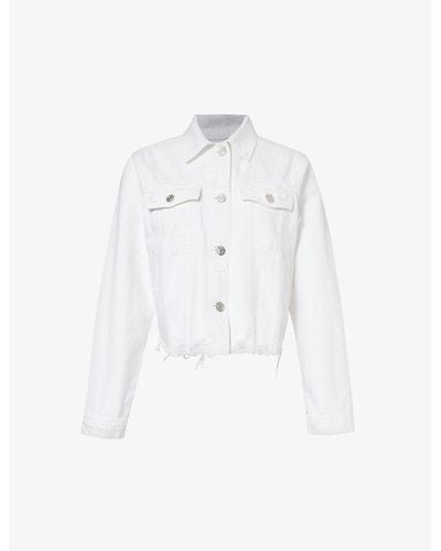FRAME Le Vintage Raw-hem Denim Jacket - White