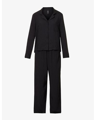 Bluebella Tarcon Relaxed-fit Woven Pajama Set - Black
