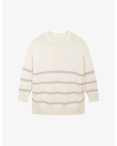 The White Company Longline Striped Organic-cotton And Wool Sweater - White