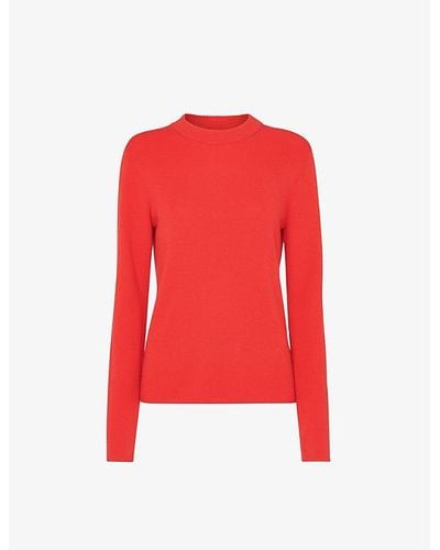 Whistles Mia Round-neck Cotton-blend Sweater - Red
