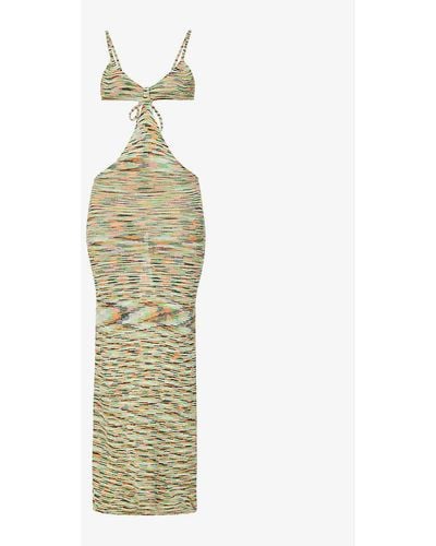 Jaded London Spacedye-print Cut-out Knitted Maxi Dress - Metallic