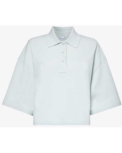 Bottega Veneta exaggerated-sleeve Cropped Cotton Piqué Polo Shirt - Blue