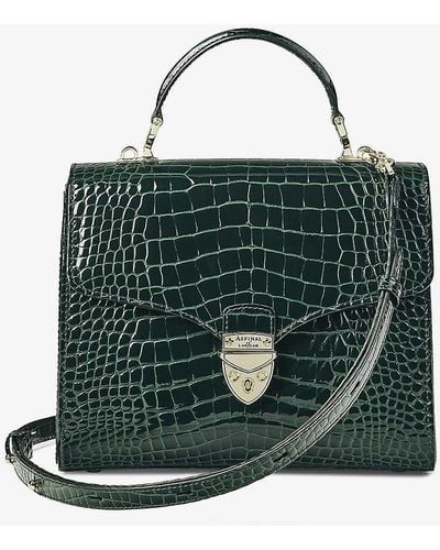 Aspinal of London Mayfair Large Croc-embossed Leather Top-handle Bag - Green
