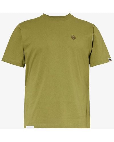 Aape One Point Logo-appliqué Cotton-jersey T-shirt - Green