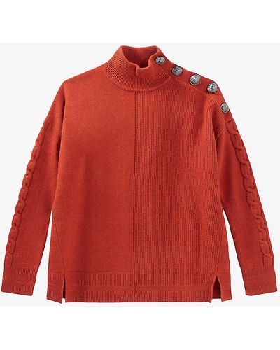 IKKS Ribbed Button-embellished Wool Jumper X - Red