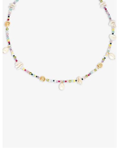 Astrid & Miyu Treasure 18ct Yellow -plating Recycled Sterling-silver Bead Necklace - Metallic