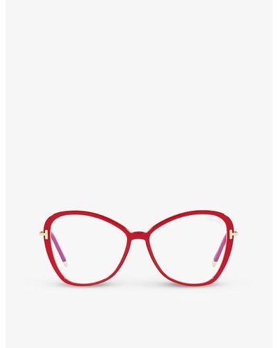 Tom Ford Ft5769-b Irregular-frame Acetate And Metal Optical Glasses - Pink