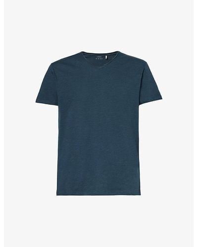 IKKS V-neck Relaxed-fit Cotton T-shirt - Blue